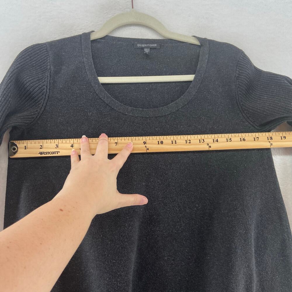 Eileen Fisher Gray Cotton‎ Linen Sweater Size Medium - Picture 5 of 6